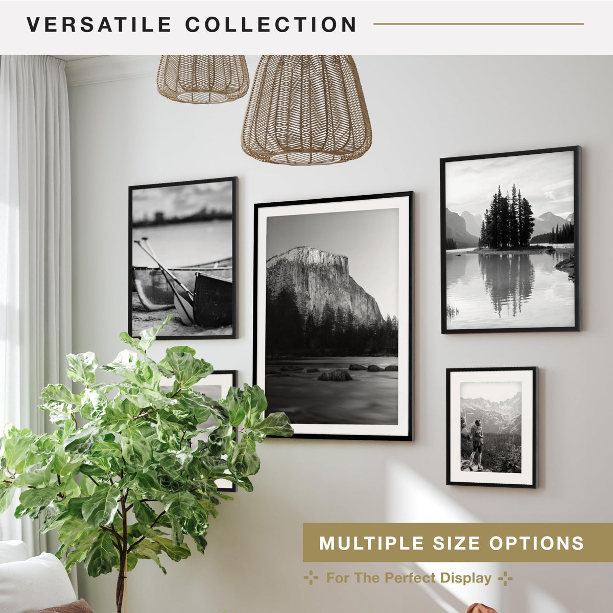 Everline Matted Poster Frame, 24x34 with 20x30 Mat, Black, 1-Pack