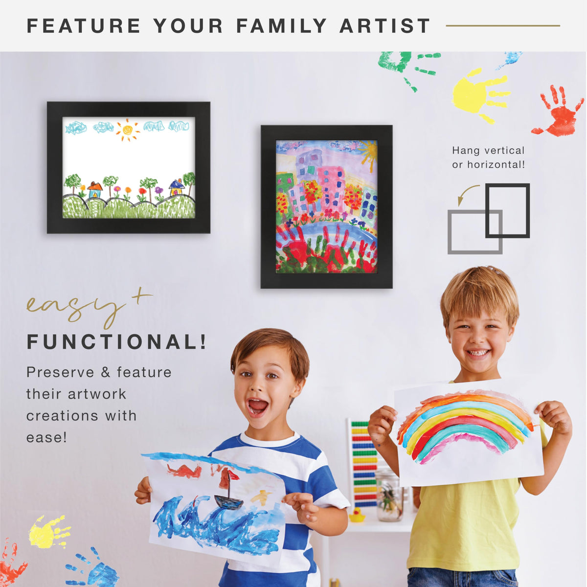 Kids Art Unmatted Display Frame, 8.5x11, Black, 1-Pack