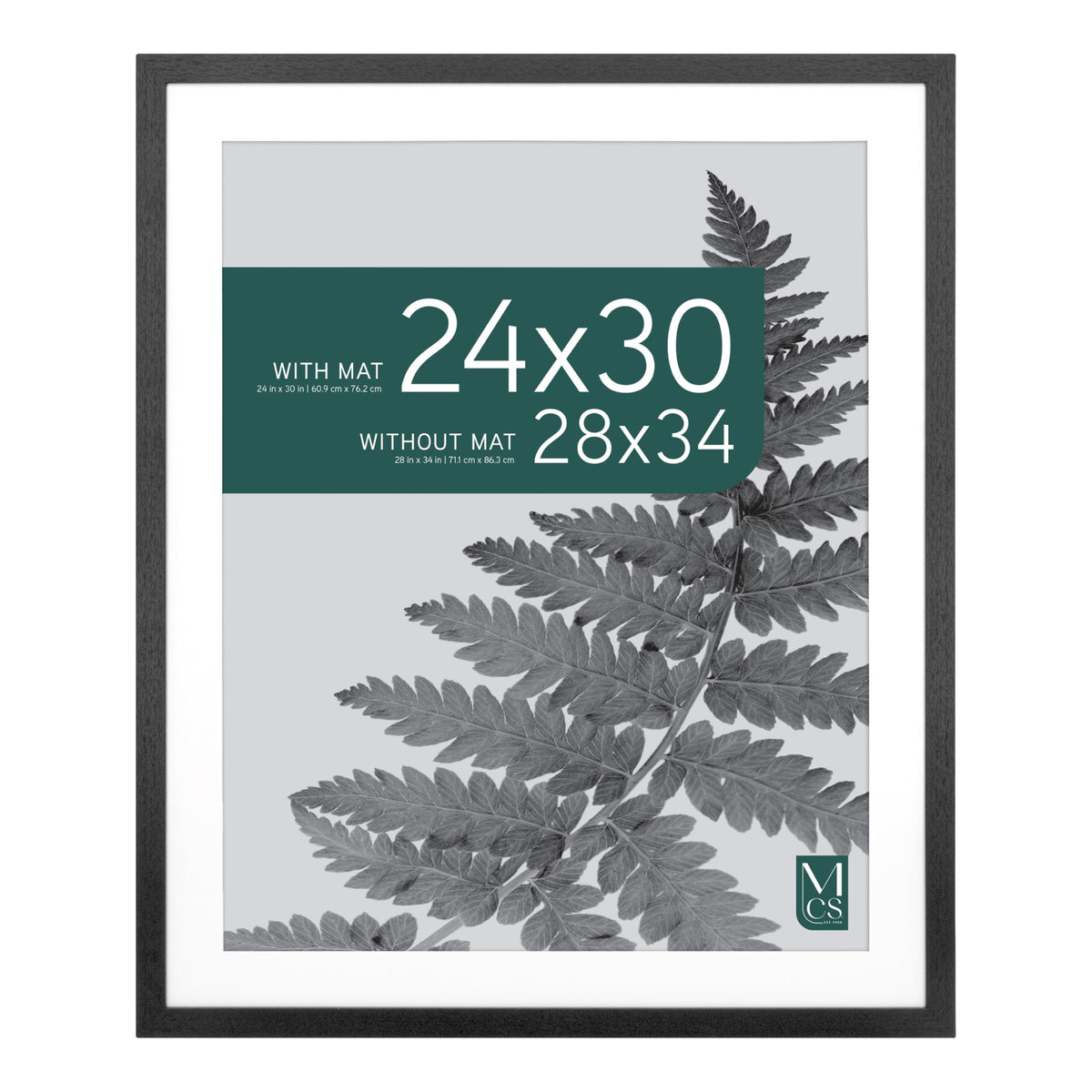 Studio Gallery Matted Picture Frame, 28x34 with 24x30 Mat, Black Woodgrain, 1-Pack