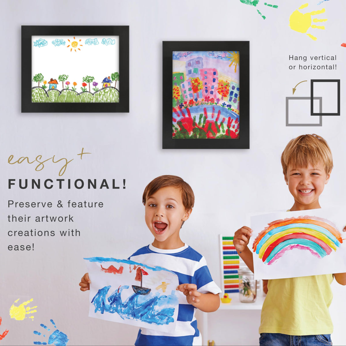 Kids Art Unmatted Display Frame, 8.5x11, Black, 2-Pack