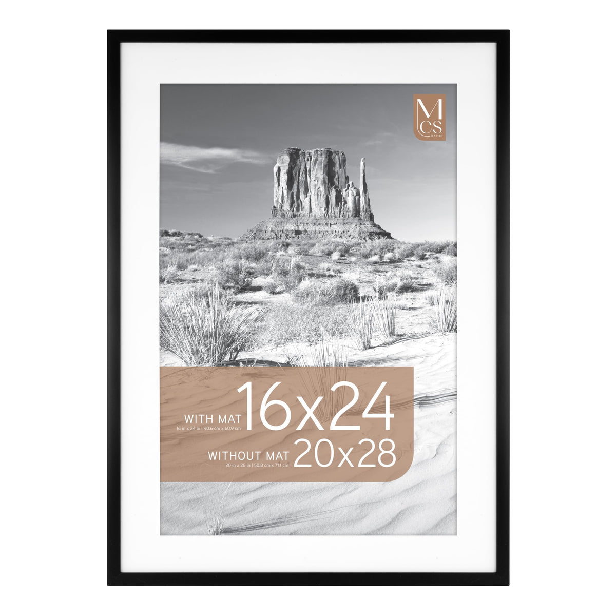 Everline Matted Poster Frame, 20x28 with 16x24 Mat, Black, 1-Pack
