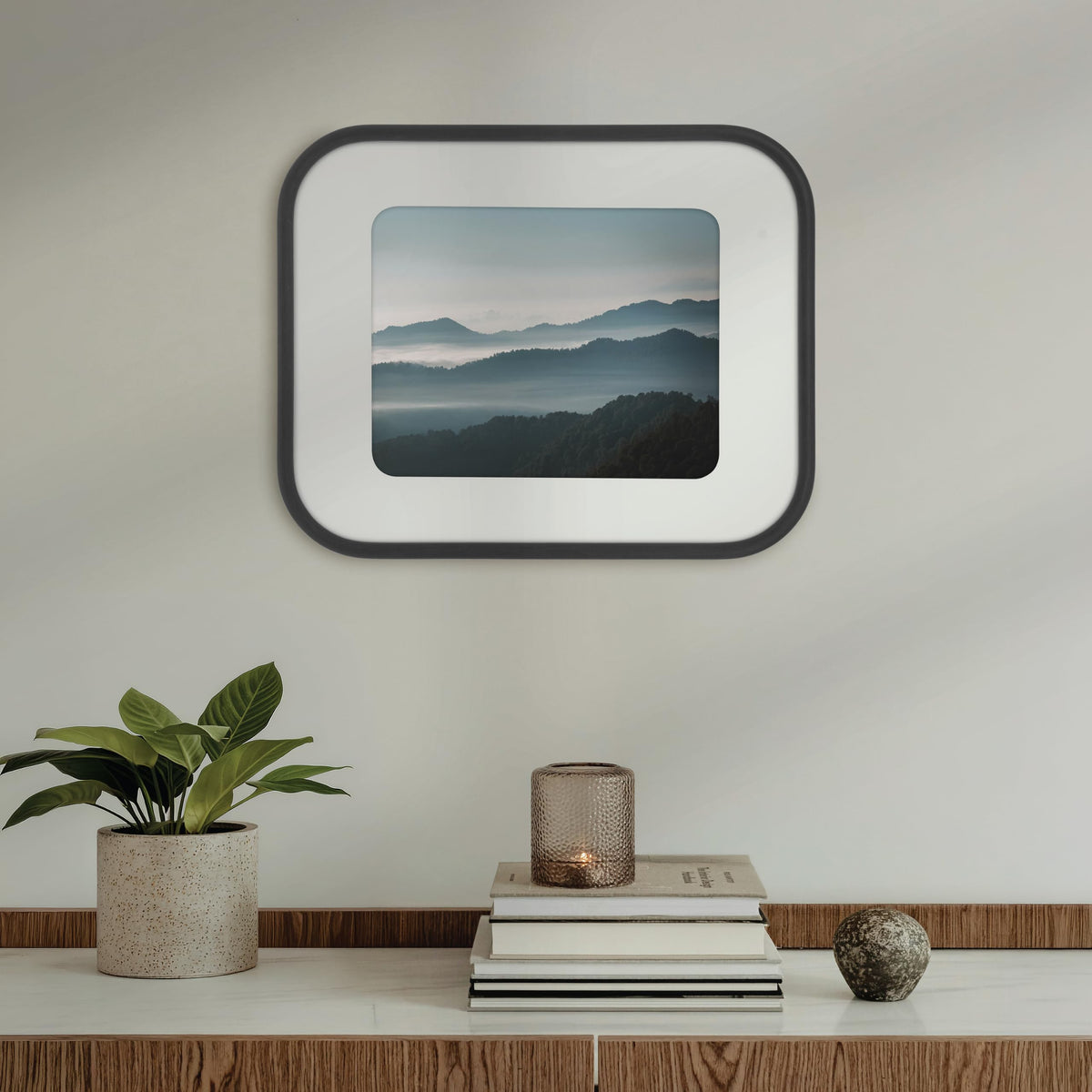 Modern Arc Matted Poster Frame, 16x20 with 11x14 Mat, Black, 1-Pack