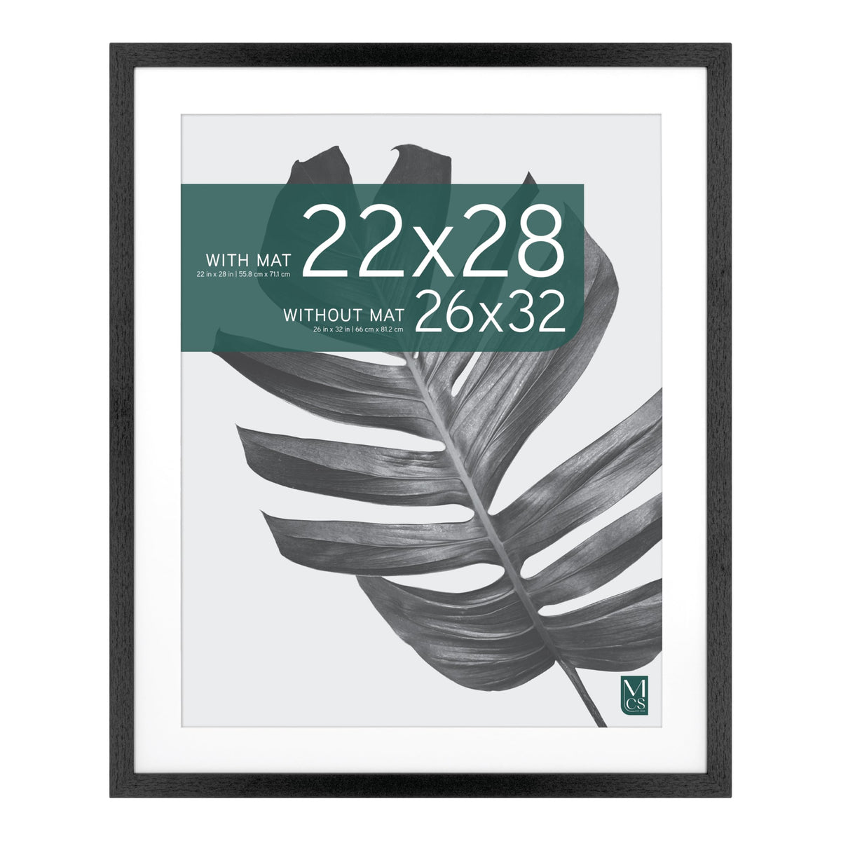 Studio Gallery Matted Picture Frame, 26x32 with 22x28 Mat, Black Woodgrain, 1-Pack