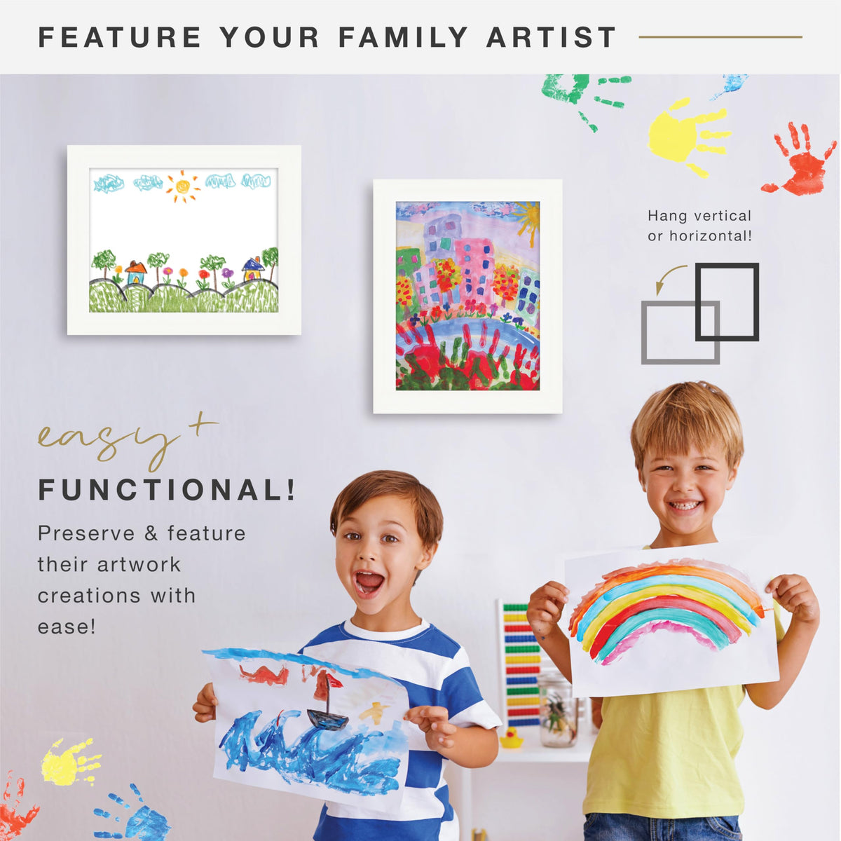 Kids Art Unmatted Display Frame, 8.5x11, White, 2-Pack