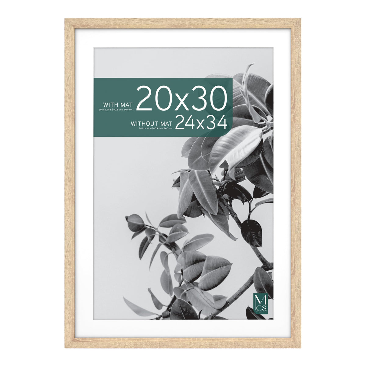 Studio Gallery Matted Picture Frame, 24x34 with 20x30 Mat, Natural Woodgrain, 1-Pack