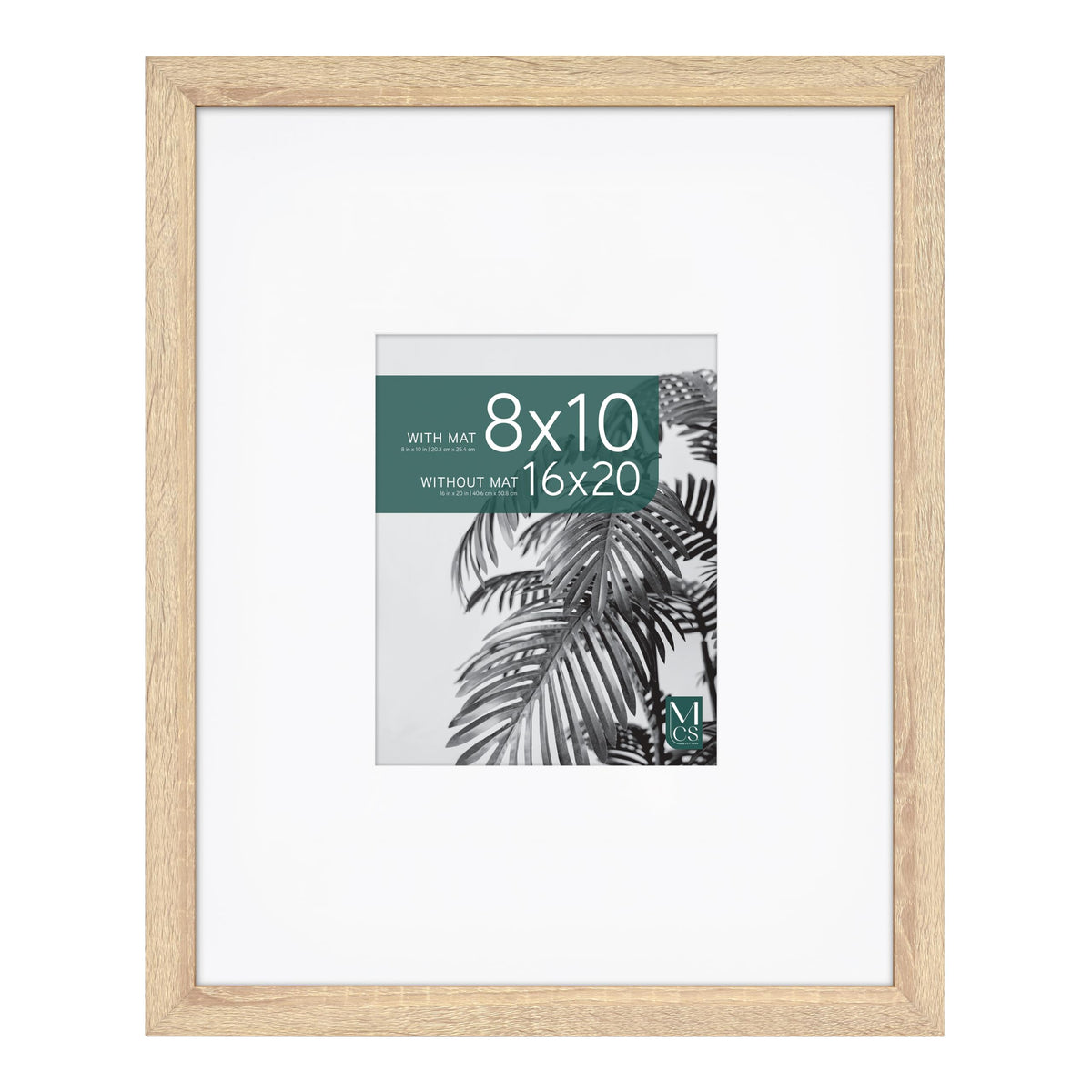 Studio Gallery Matted Picture Frame, 16x20 with 8x10 Mat, Natural Woodgrain, 1-Pack