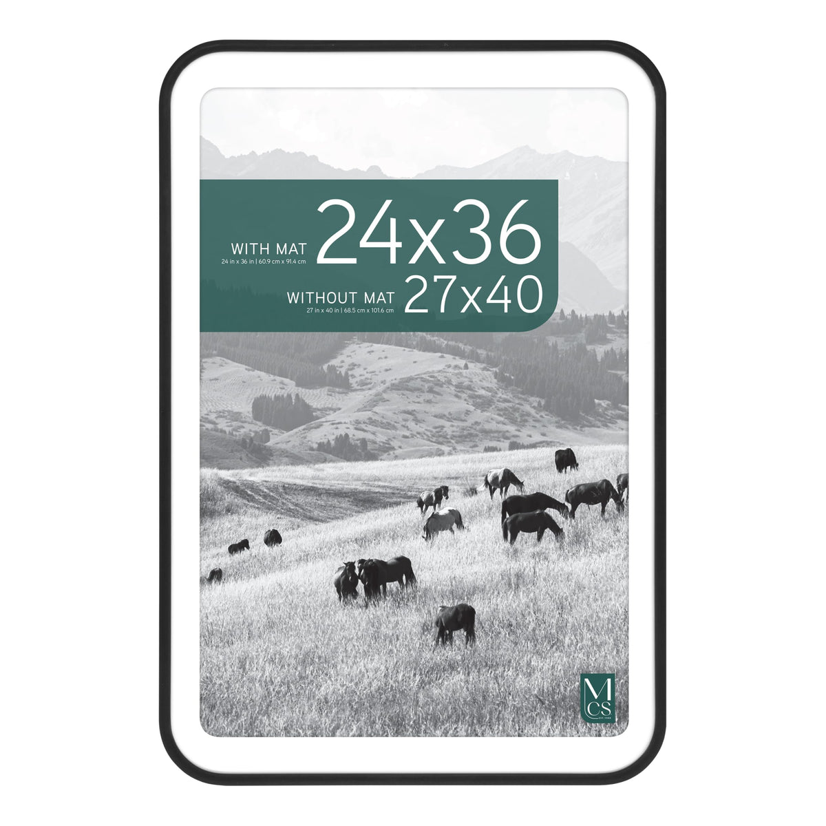 Modern Arc Matted Poster Frame, 27x40 with 24x36 Mat, Black, 1-Pack