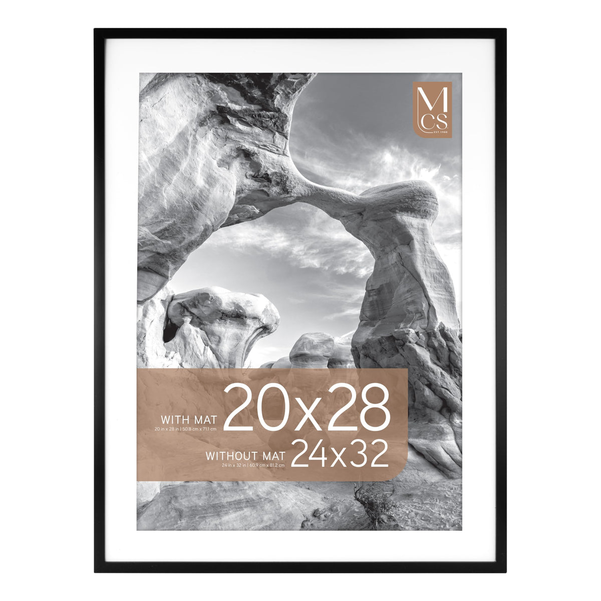 Everline Matted Poster Frame, 24x32 with 20x28 Mat, Black, 1-Pack