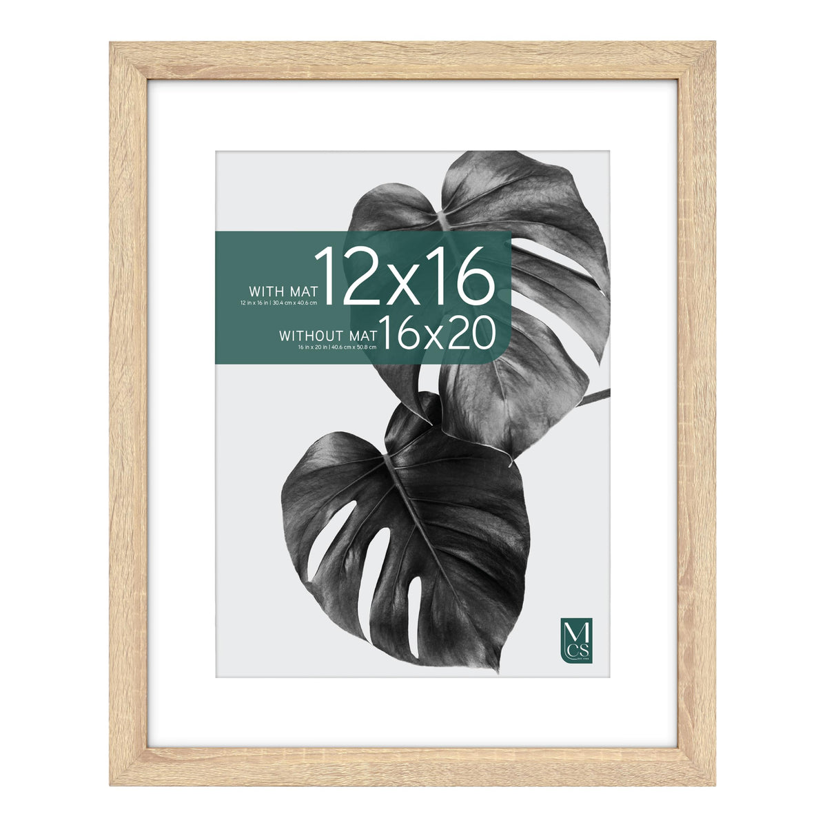 Studio Gallery Matted Picture Frame, 16x20 with 12x16 Mat, Natural Woodgrain, 1-Pack