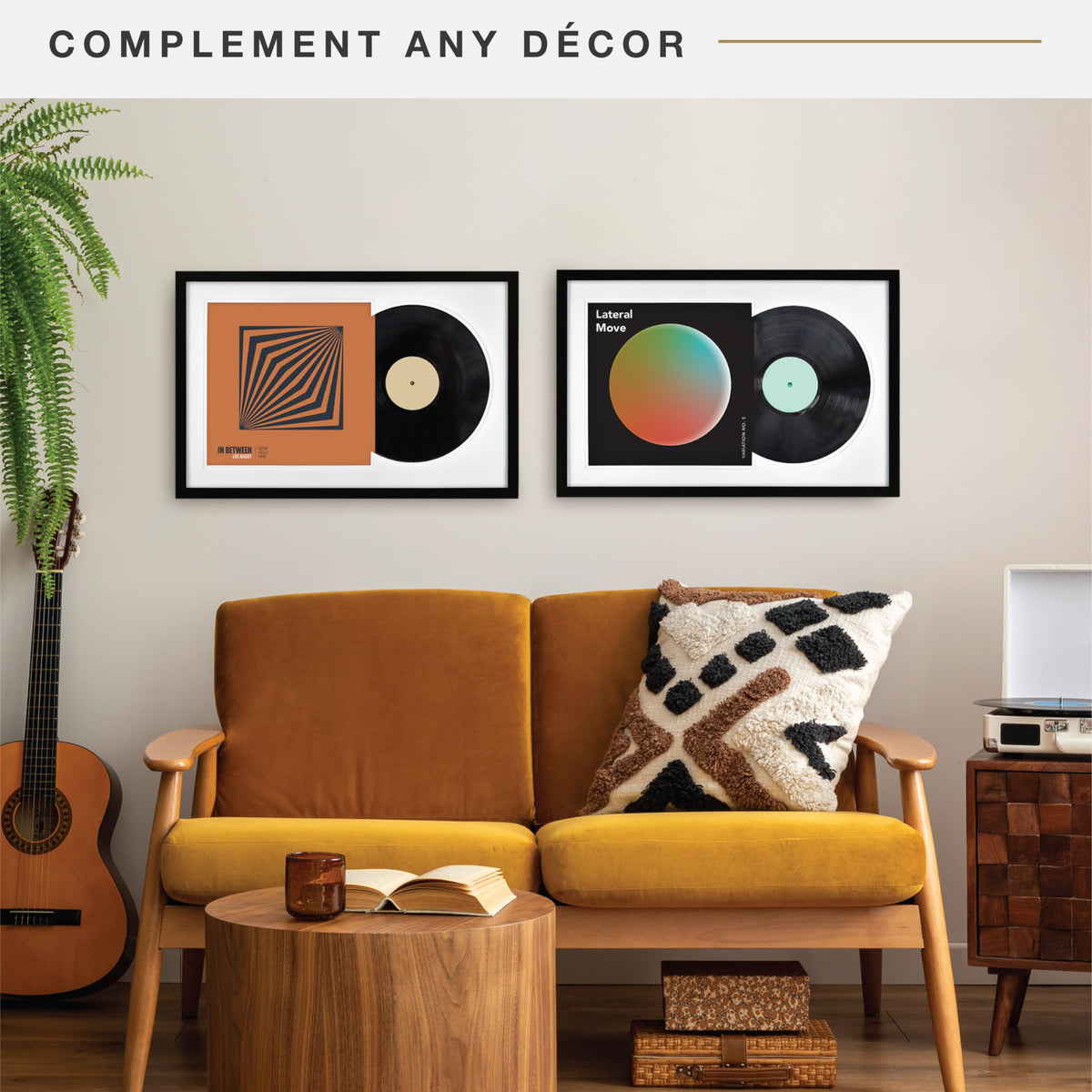 Record Album Matted Display Frame, 16.5x25, Black, 2-Pack