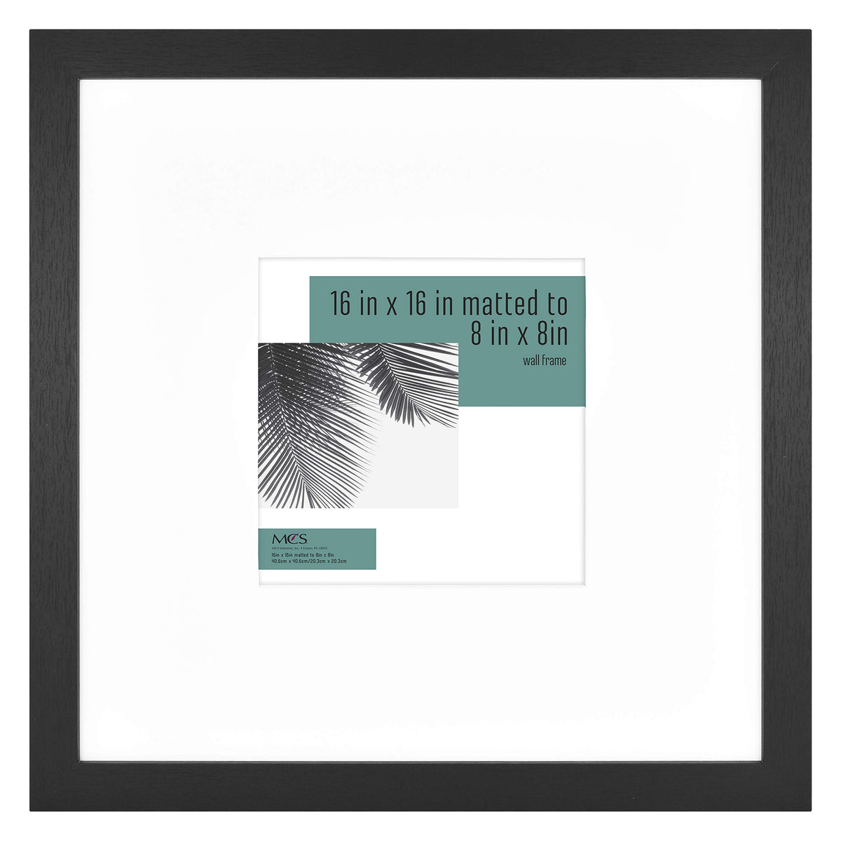 Studio Gallery Matted Picture Frame, 16x16 with 8x8 Mat, Black Woodgrain, 1-Pack