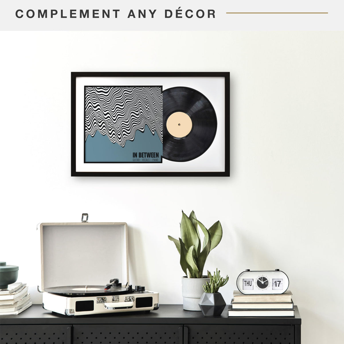 Record Album Matted Display Frame, 16.5x25, Black, 1-Pack