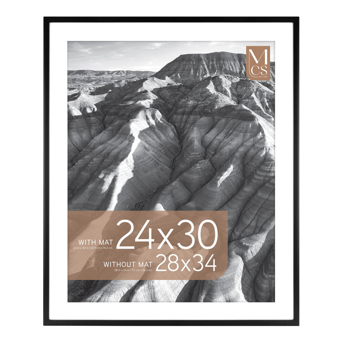 Everline Matted Poster Frame, 28x34 with 24x30 Mat, Black, 1-Pack