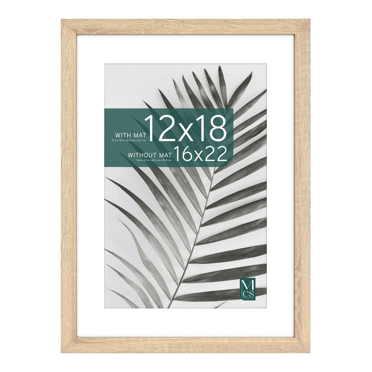 Studio Gallery Matted Picture Frame, 16x22 with 12x18 Mat, Natural Woodgrain, 1-Pack