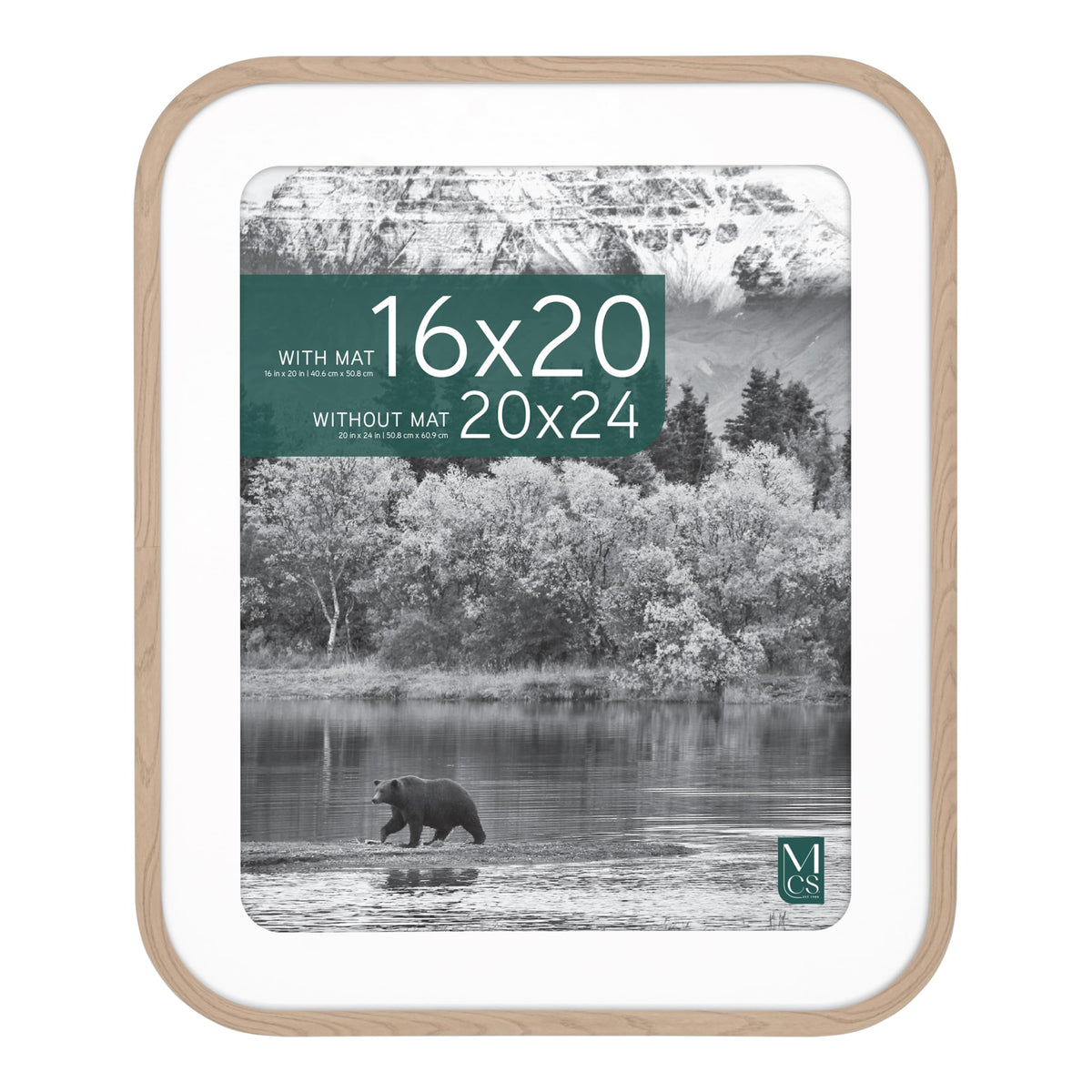 Modern Arc Matted Poster Frame, 20x24 with 16x20 Mat, Natural, 1-Pack