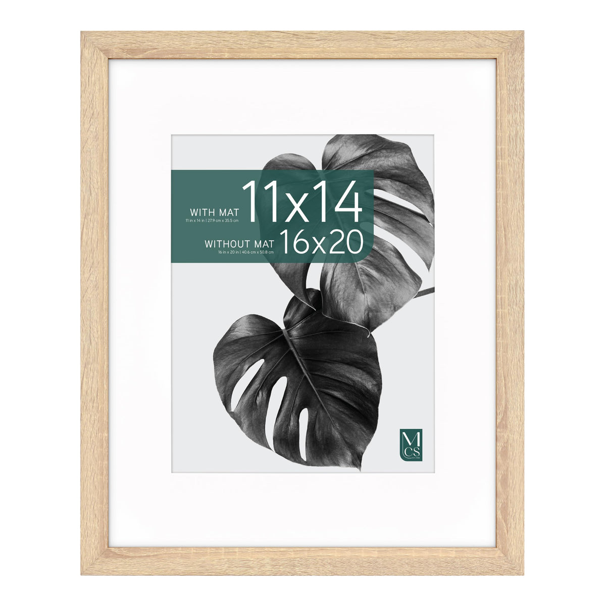 Studio Gallery Matted Picture Frame, 16x20 with 11x14 Mat, Natural Woodgrain, 1-Pack