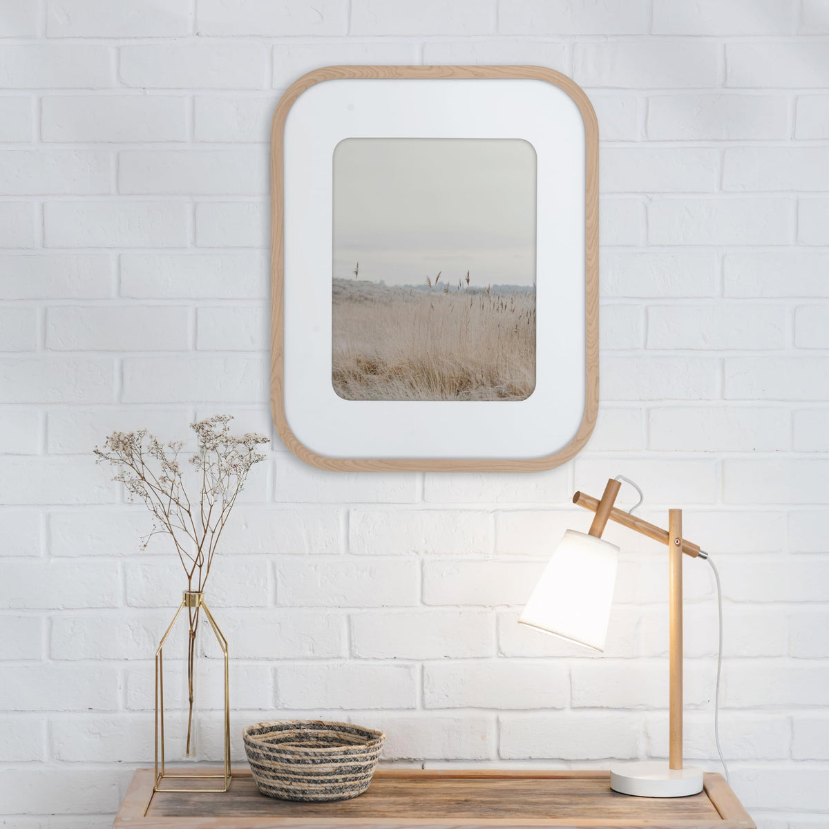 Modern Arc Matted Poster Frame, 16x20 with 11x14 Mat, Natural, 1-Pack