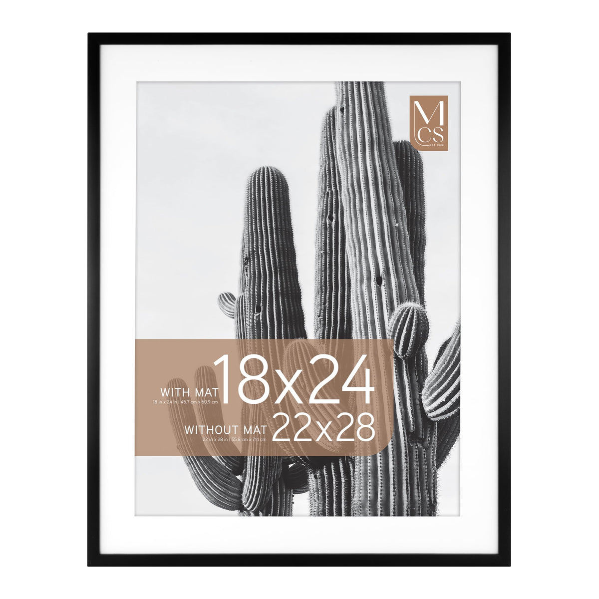 Everline Matted Poster Frame, 22x28 with 18x24 Mat, Black, 1-Pack