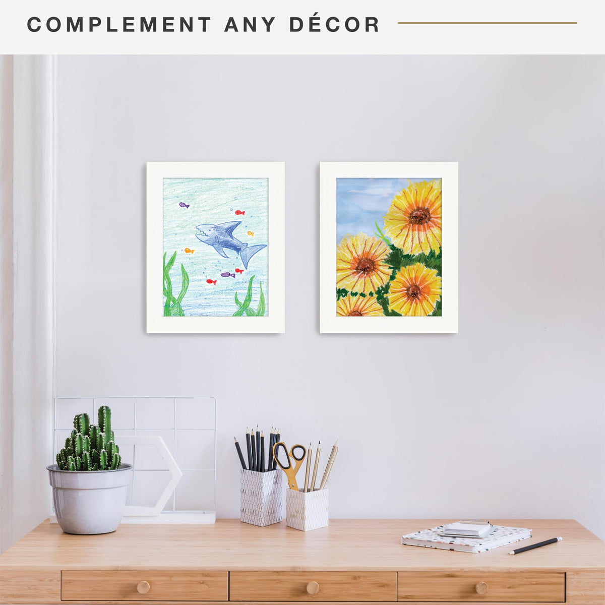Kids Art Unmatted Display Frame, 8.5x11, White, 2-Pack