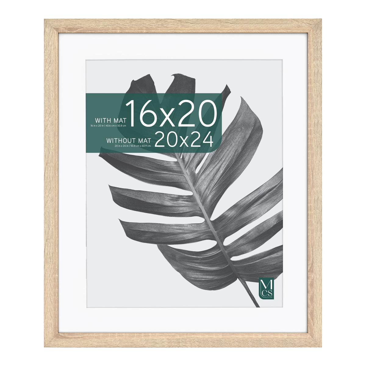 Studio Gallery Matted Picture Frame, 20x24 with 16x20 Mat, Natural Woodgrain, 1-Pack