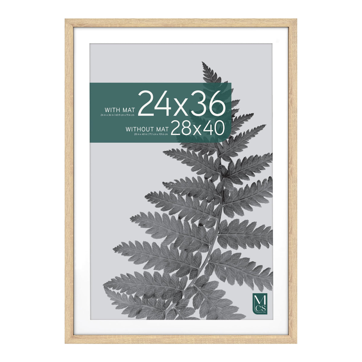 Studio Gallery Matted Picture Frame, 28x40 with 24x36 Mat, Natural Woodgrain, 1-Pack