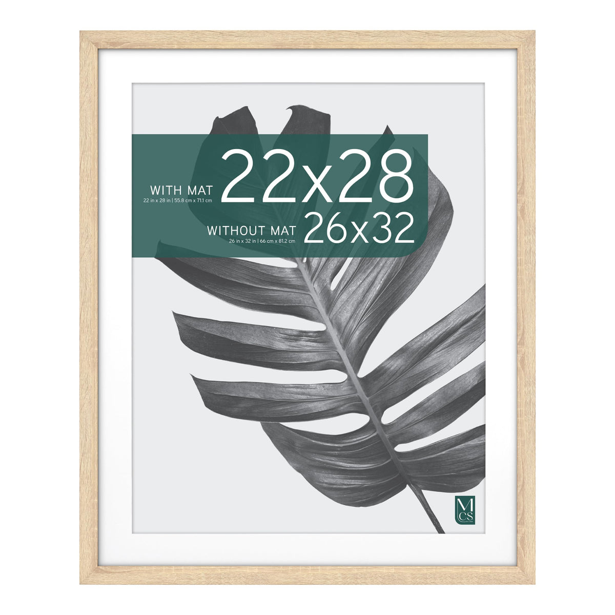 Studio Gallery Matted Picture Frame, 26x32 with 22x28 Mat, Natural Woodgrain, 1-Pack