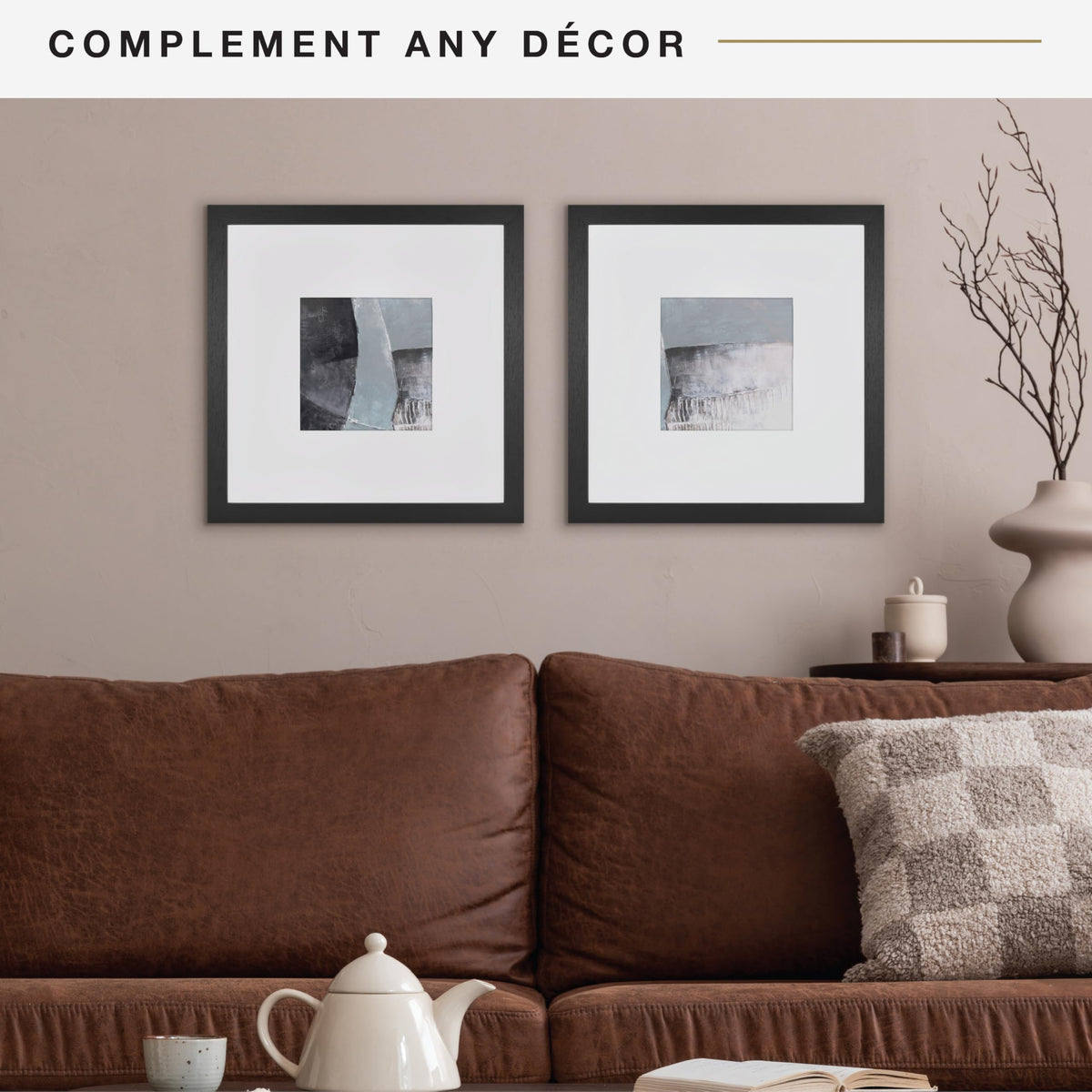 Studio Gallery Matted Picture Frame, 16x16 with 8x8 Mat, Black Woodgrain, 2-Pack