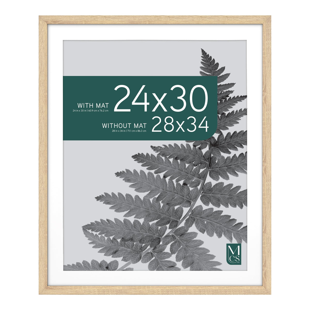 Studio Gallery Matted Picture Frame, 28x34 with 24x30 Mat, Natural Woodgrain, 1-Pack