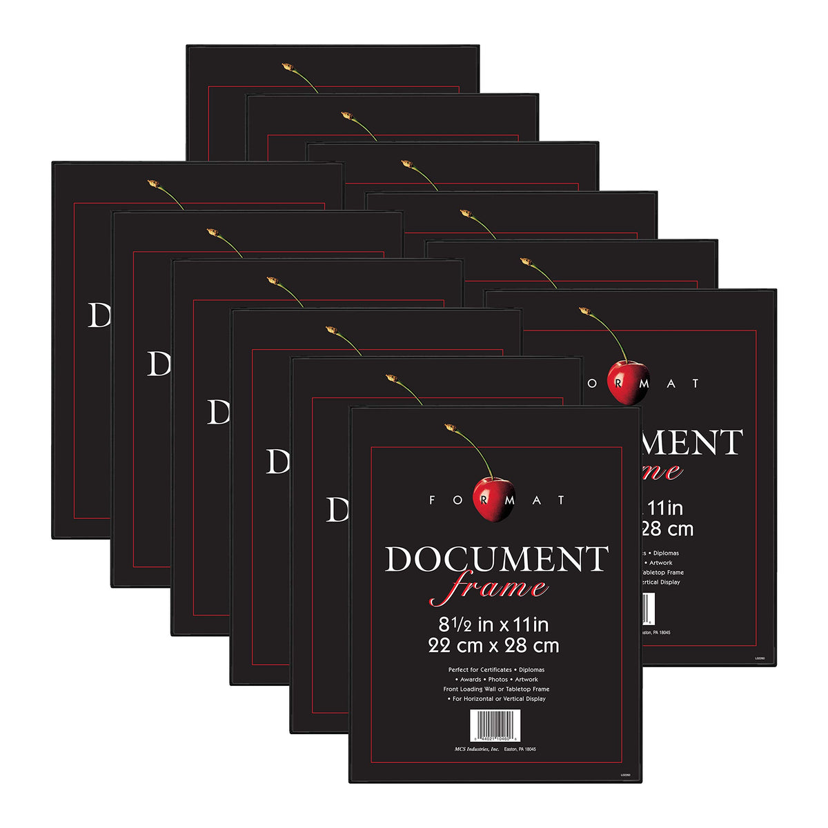 Format Picture Frame, 8.5x11, Black, 12-Pack