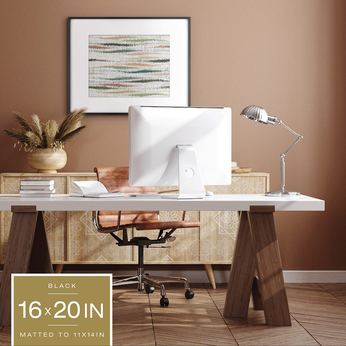 Foundry Matted Picture Frame, 16x20 with 11x14 Mat, Black, 1-Pack
